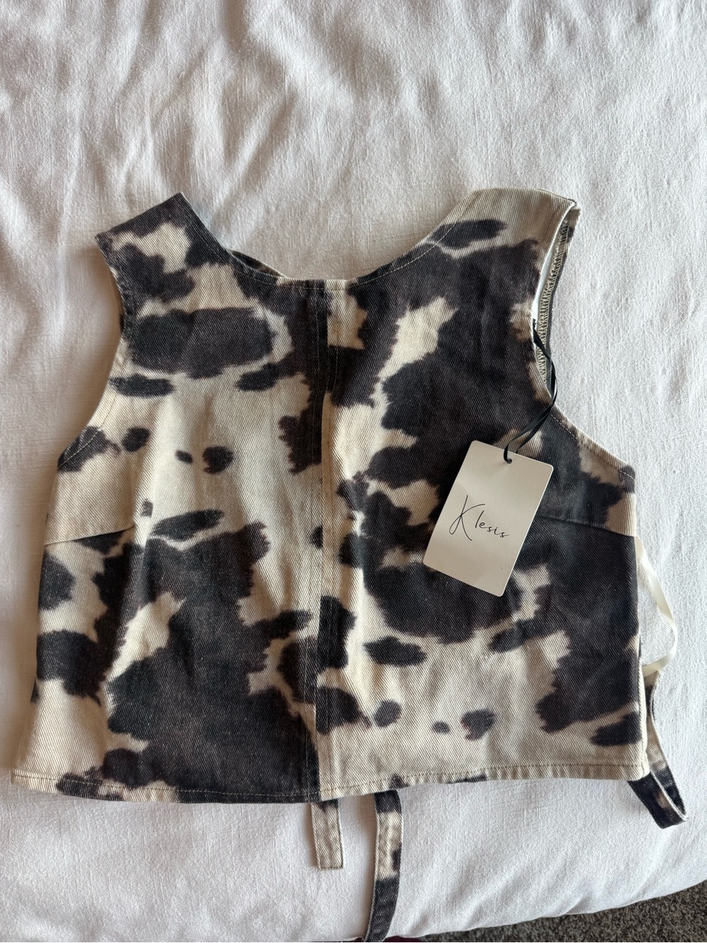 HELLO MOLLY WILD STYLE COW PRINT DENIM CO-ORD SET BLACK WHITE - M - Picture 4 of 7